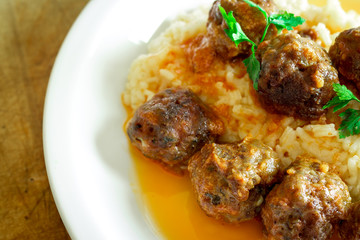 Meatballs with rice