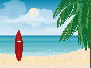 Surfboard beach vacation