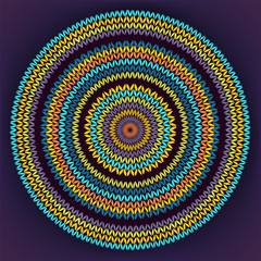 Ornamental Round Knitted Pattern, Style Circle Simple Color Vect