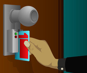 Electronic swipe key to open the door