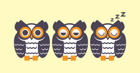 Owl sleep vector design.