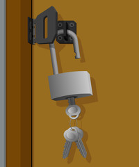 Leaving keys and a padlock on the door