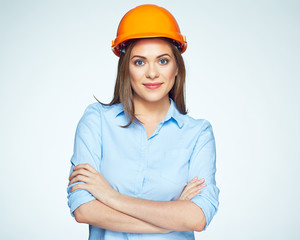 Smiling architect woman portrait with crossed arms.