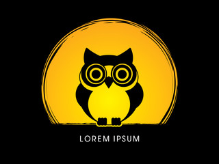 Owl designed on moonlight background graphic vector
