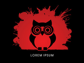 Owl designed on splash brush background graphic vector
