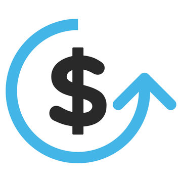 Chargeback vector icon. Picture style is bicolor flat chargeback icon drawn with blue and gray colors on a white background.