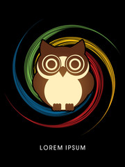 Owl designed on spin circle background graphic vector