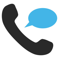 Phone Message vector icon. Picture style is bicolor flat phone message icon drawn with blue and gray colors on a white background.