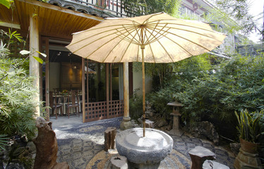Southeast Asian-style restaurant ,Outdoor patio