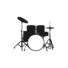 Naklejka premium Vector illustration of silhouette the drum set on white background