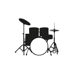 Fotobehang Vector illustration of silhouette the drum set on white background © yummytime