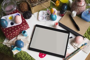 Coloring Easter Eggs for easter day concept