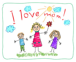Kids Drawing. The Mother's Day