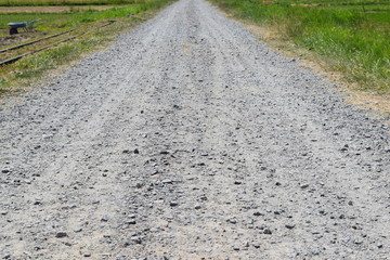 農道と田園風景／山形県の庄内地方で、農道と田園風景を撮影したローカルイメージの写真です。