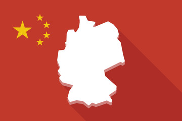 China long shadow flag with  a map of Germany