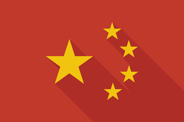 China long shadow flag with  the five stars  symbol