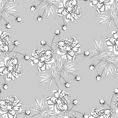 Seamless pattern with peony