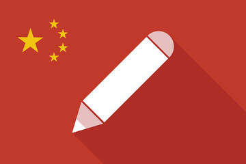 China long shadow flag with a pencil
