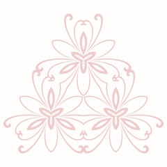 Floral vector pink pattern with fine arabesques. Abstract oriental ornament