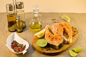 Salmon steak with spices