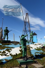 Sculptural composition "the Malvinas Islands belong to Argentina" at the military base of the Argentine Navy in the city of Rio Grande.