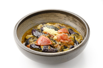 ナスとトマトの挽肉味噌炒め