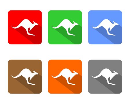 Kangaroo icon flat square