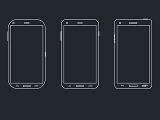 Smartphone outline icon set. The layout of the line smartphone. Vector.