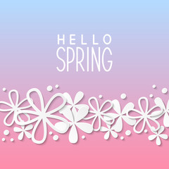 Paper flowers on pink and blue background