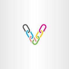 Obraz premium colorful v letter v chain link vector logo icon