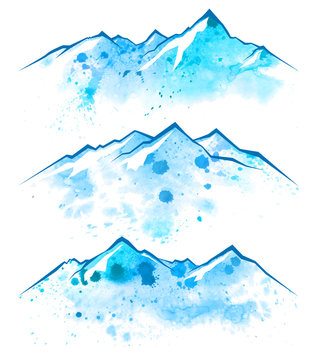 watercolor mountains borders