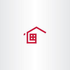 Fototapeta na wymiar red icon home house real estate vector symbol sign