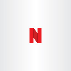 red n letter n paper icon vector logotype