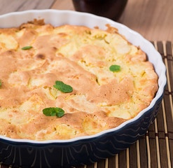 Apple pie in the form of a decorative mint leaves