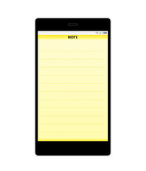 Blank Gradient Yellow Vertical Note with Lines on Smartphone Screen Ready for Your Own Text Isolated on White Background Illustration