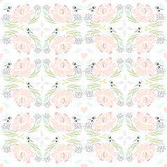 Seamless spring kaleidoscope floral pattern. Background with fl