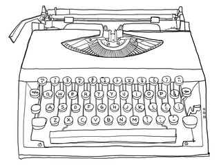 yellow Typewriter old b&w