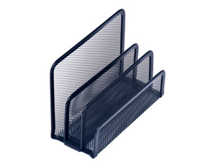 Black mesh letter holder separated on white background