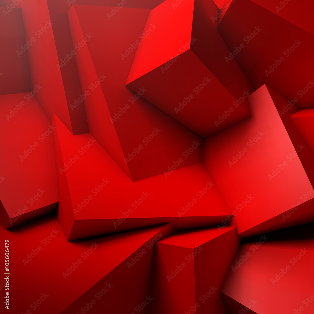Poster abstract background with overlapping red cubes