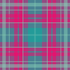 Fototapeta premium Vector seamless scottish tartan pattern in acid colors, turquoise, green, pink, purple, blue. British or irish celtic design for textile, fabric or for wrapping, backgrounds, wallpaper, websites