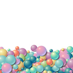 Background frame with scattered messy glowing rubber balls