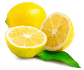 One and a half of lemon isolated on white