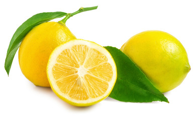 Two Lemons one sliced in half