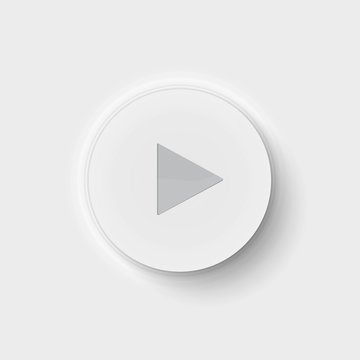 button Play icon with realistic design shadow
