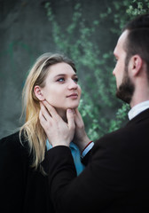 beautiful young couple on a sunset