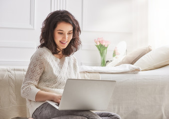 woman working on a laptop