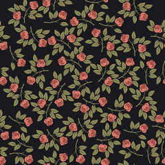 Stylish seamless pattern with elegant roses