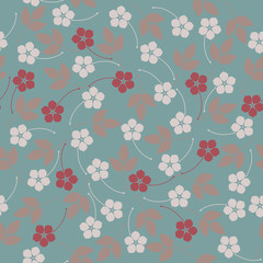 Trendy seamless pattern with flowers and leaves