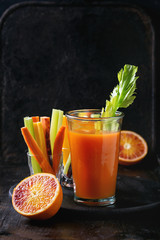 Colorful carrots and juice