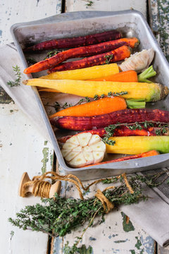 Colorful raw carrots